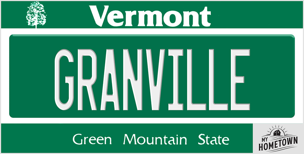 Granville Vermont license plate design, full plate view