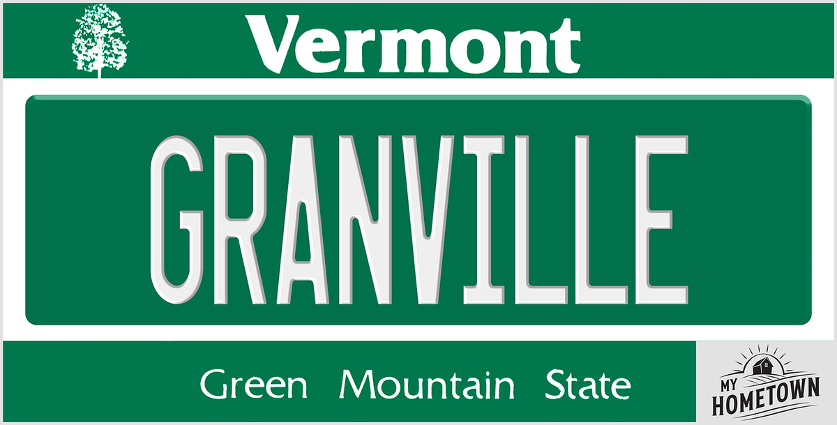 Granville Vermont license plate design, full plate view