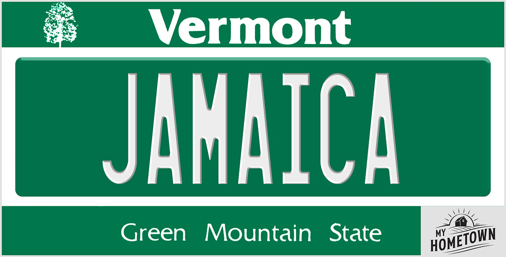 Jamaica Vermont license plate design, full plate view