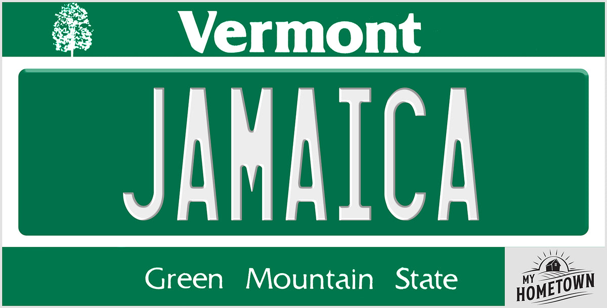 Jamaica Vermont license plate design, full plate view