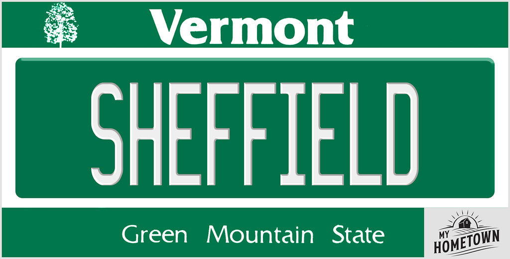 Sheffield Vermont license plate design, full plate view