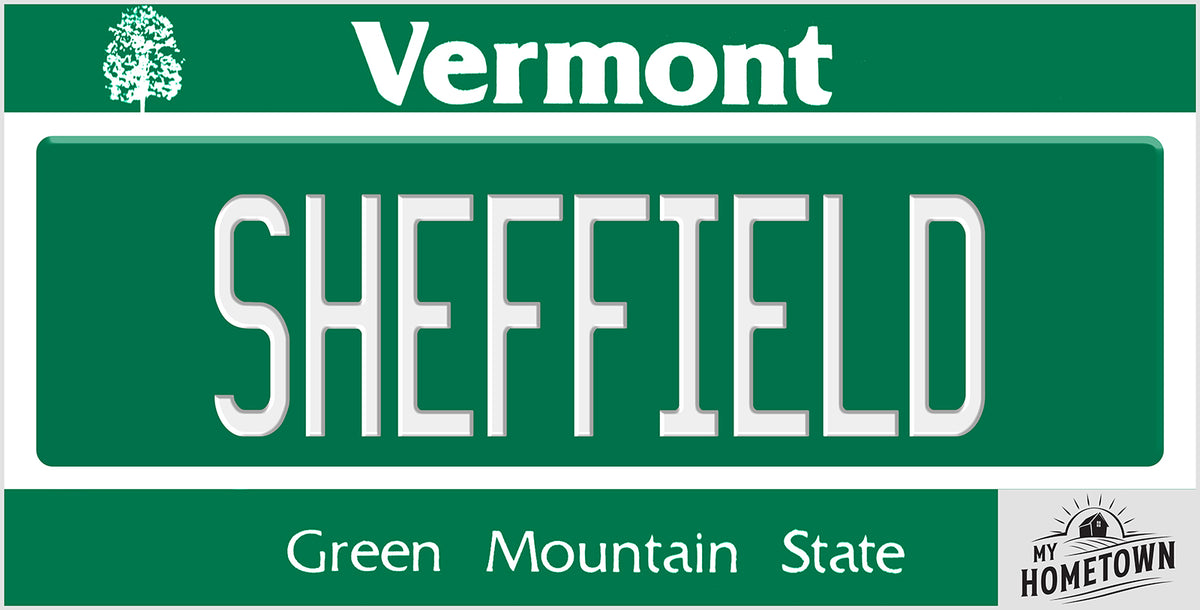 Sheffield Vermont license plate design, full plate view