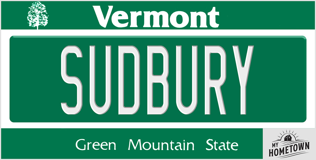 Sudbury Vermont license plate design, full plate view