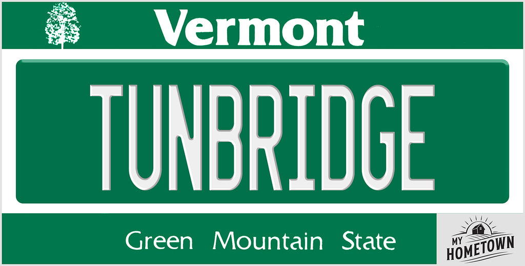 Tunbridge Vermont license plate design, full plate view